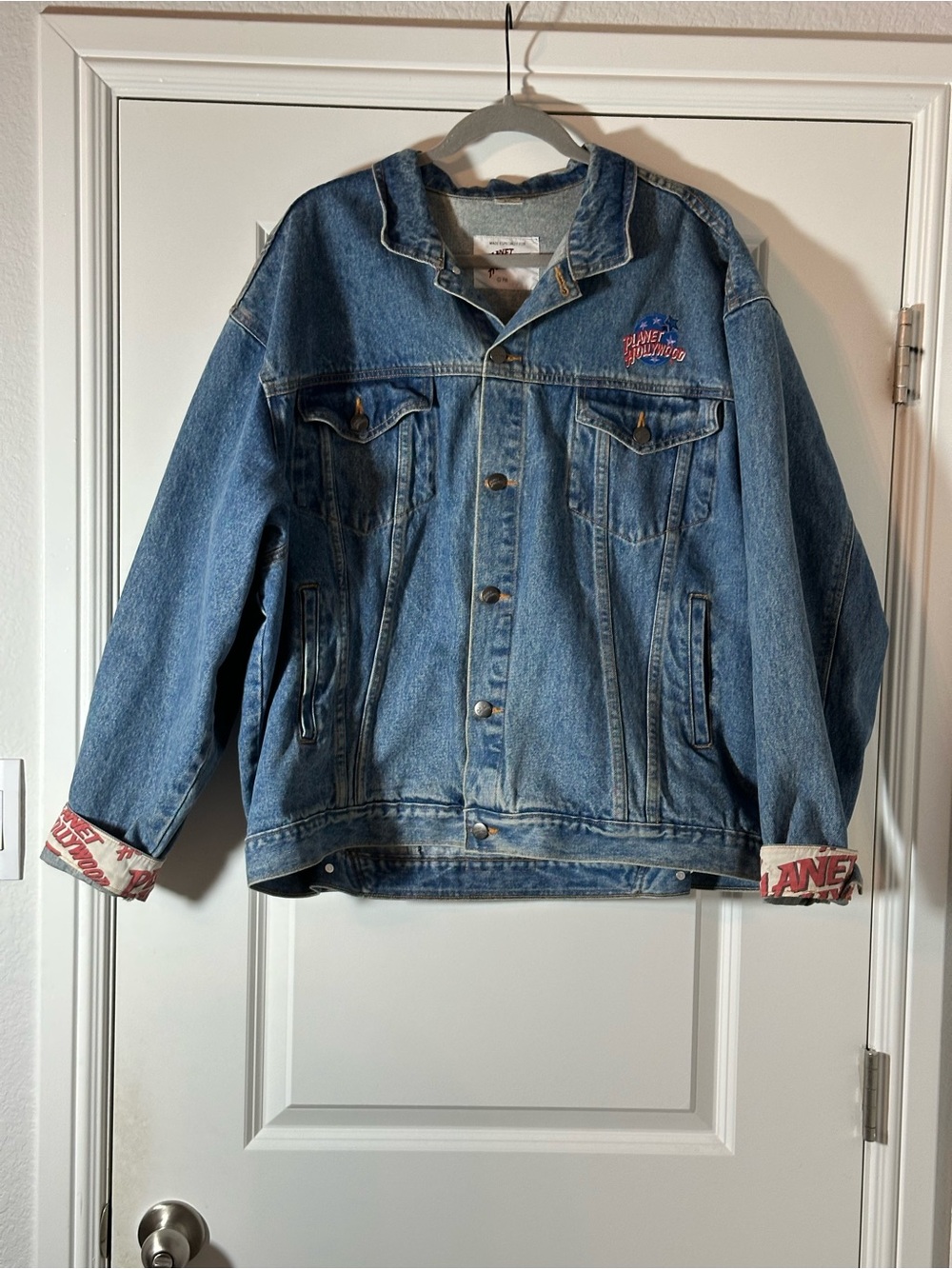 Vintage Planet Hollywood Las Vegas Denim Jacket XXL Oversized - Picture 2 of 5